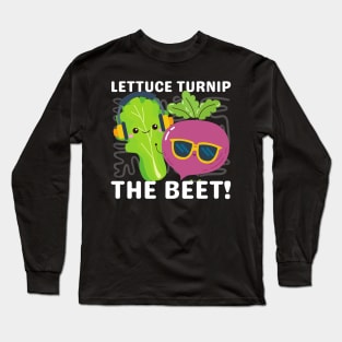 Funny Lettuce Turnip The Beat Vegetable Food Music Pun Cute Long Sleeve T-Shirt